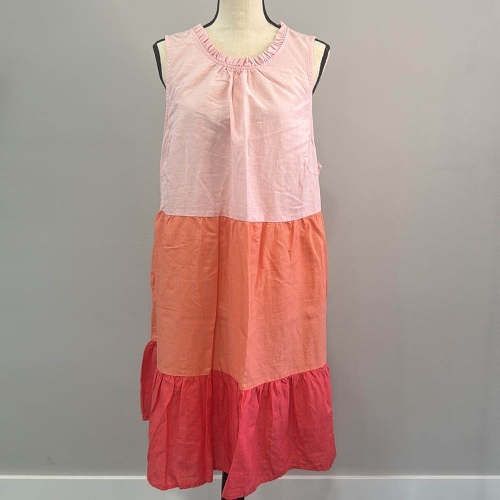 St. John’s Bay Colorblock Sleeveless A-Line Linen Dress.  Sz 1X